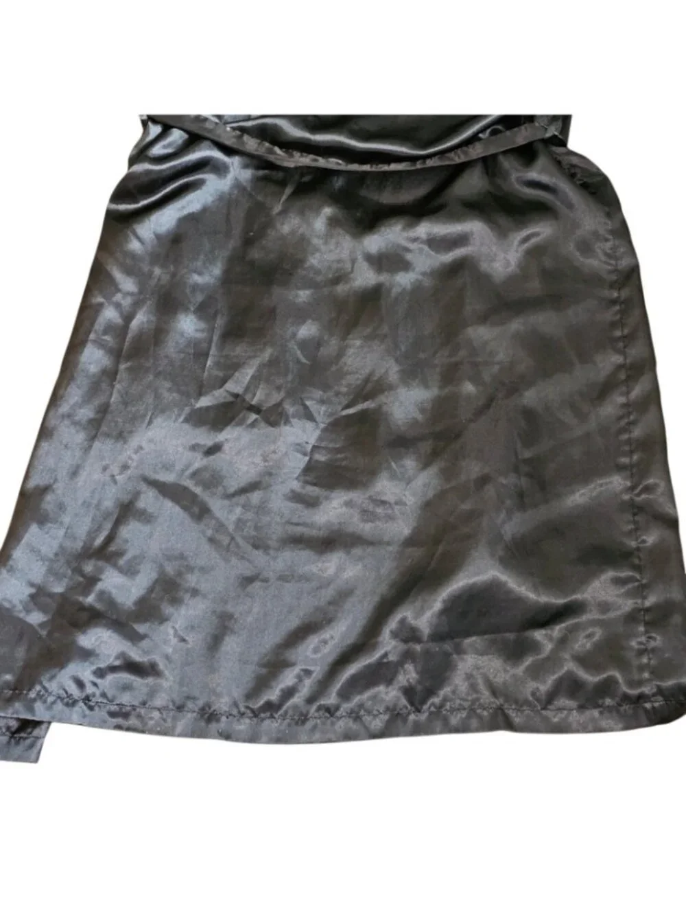VTG Mens Satin Robe Black Blue Trim Sz One Size Mid-length Shiny Sexy‎